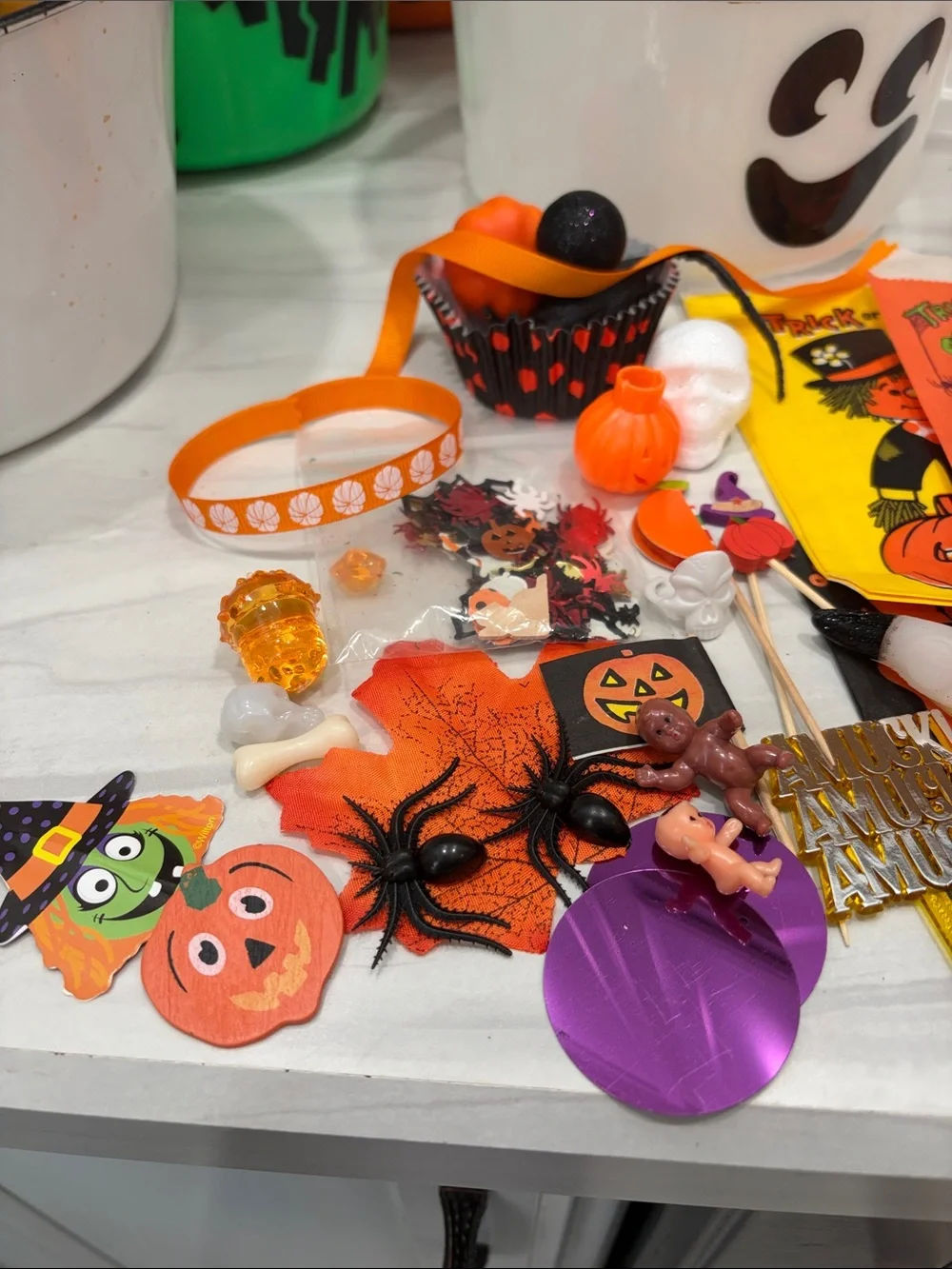 McDonald's vintage Halloween Ghost Bucket with craft supplies!